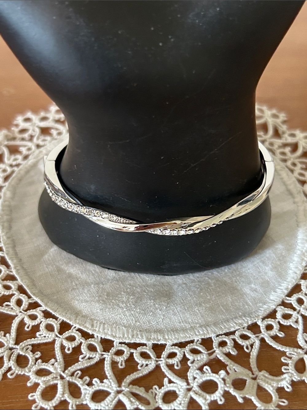 Elegant Silver-Tone Twisted Bangle Bracelet